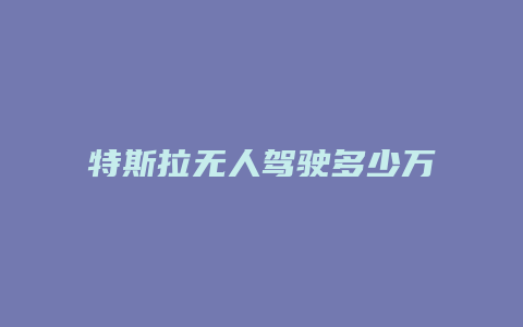 特斯拉无人驾驶多少万