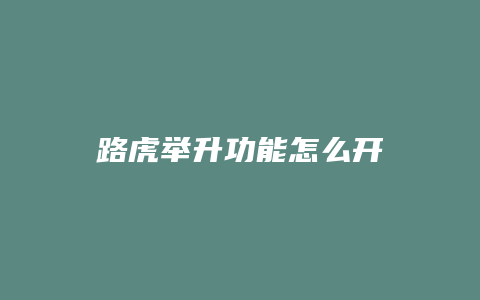 路虎举升功能怎么开