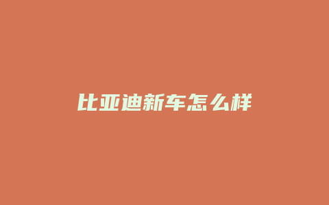 比亚迪新车怎么样