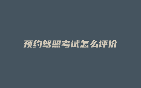 预约驾照考试怎么评价