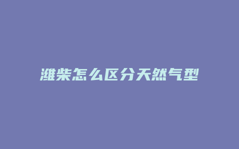 潍柴怎么区分天然气型号