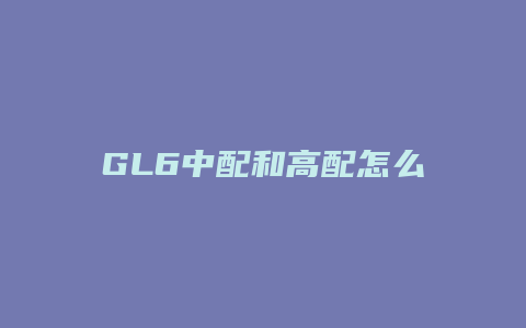 GL6中配和高配怎么选