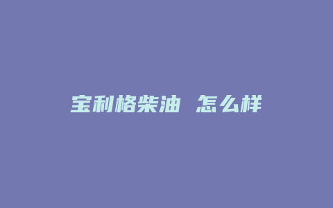 宝利格柴油 怎么样