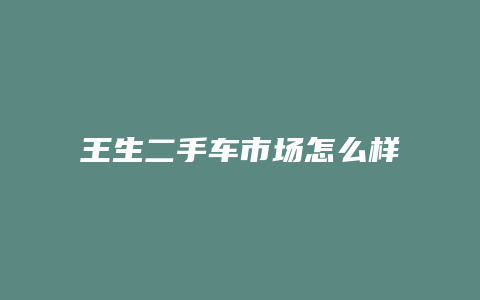 王生二手车市场怎么样