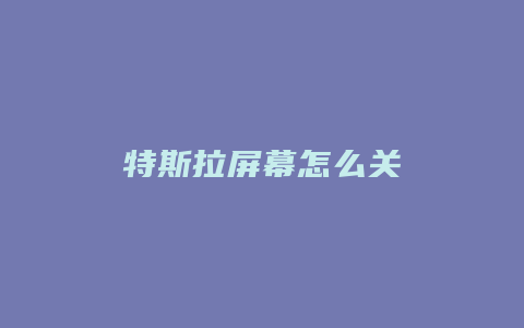 特斯拉屏幕怎么关