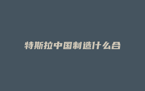 特斯拉中国制造什么合作