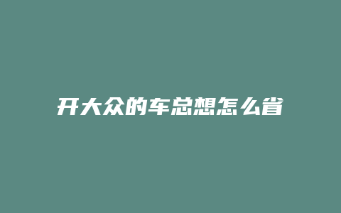 开大众的车总想怎么省油