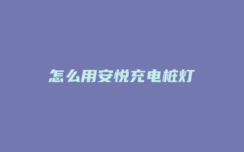 怎么用安悦充电桩灯