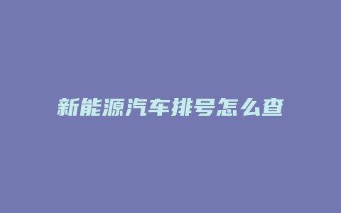 新能源汽车排号怎么查