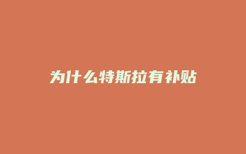 为什么特斯拉有补贴