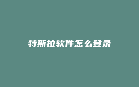 特斯拉软件怎么登录