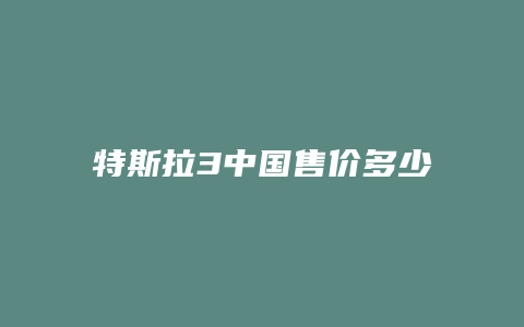 特斯拉3中国售价多少