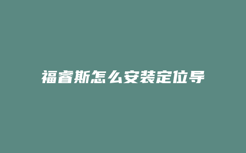 福睿斯怎么安装定位导航