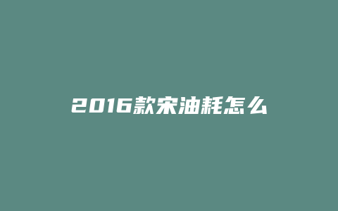 2016款宋油耗怎么样