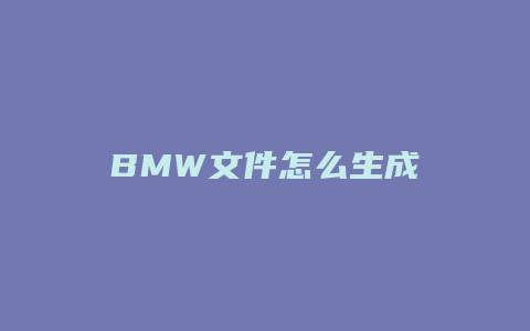 BMW文件怎么生成