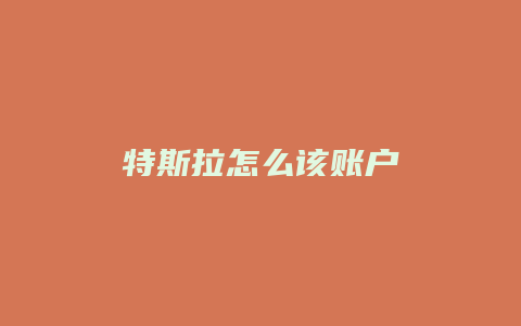 特斯拉怎么该账户