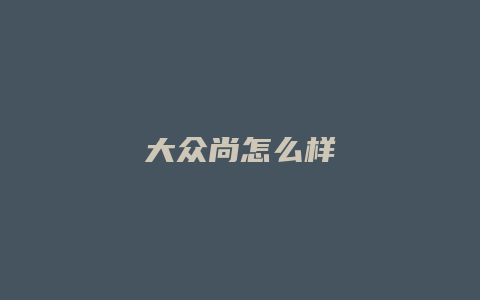 大众尚怎么样