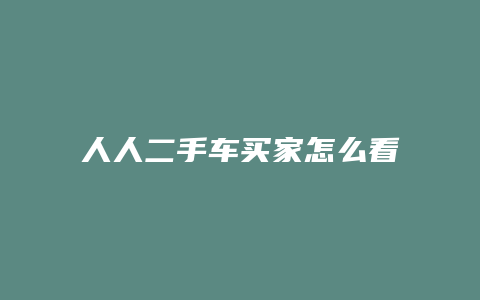 人人二手车买家怎么看车的