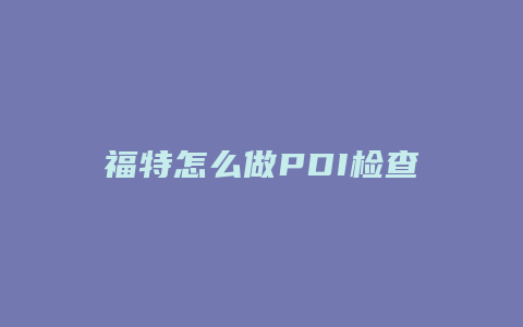 福特怎么做PDI检查