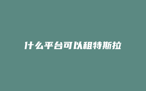 什么平台可以租特斯拉