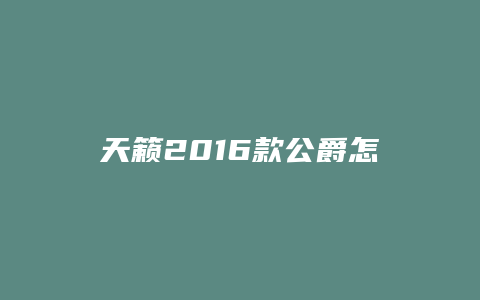 天籁2016款公爵怎么样