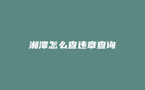 湘潭怎么查违章查询