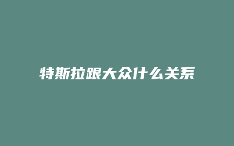 特斯拉跟大众什么关系