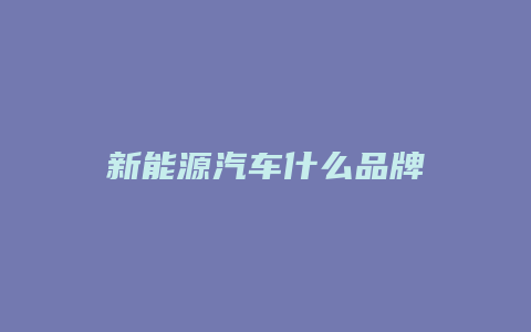 新能源汽车什么品牌