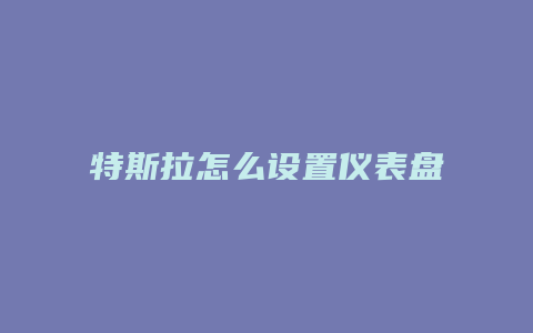 特斯拉怎么设置仪表盘