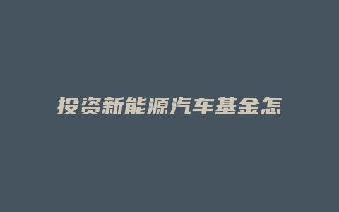 投资新能源汽车基金怎么样