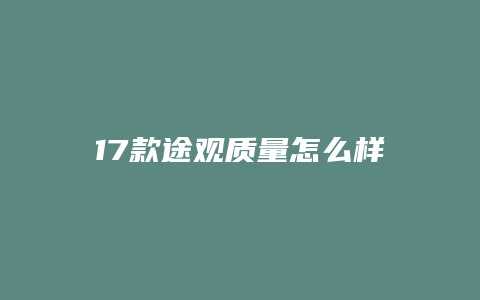 17款途观质量怎么样