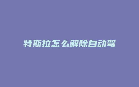 特斯拉怎么解除自动驾驶