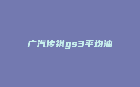 广汽传祺gs3平均油耗怎么样查