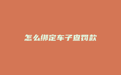 怎么绑定车子查罚款