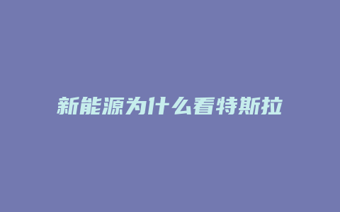 新能源为什么看特斯拉