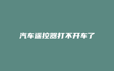 汽车遥控器打不开车了怎么办