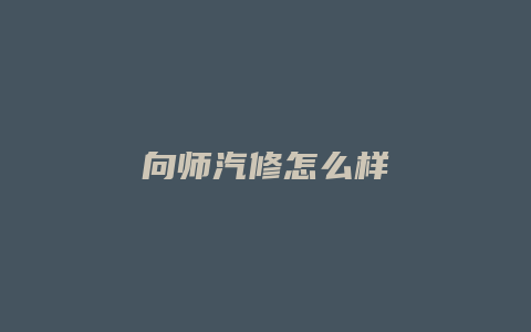 向师汽修怎么样