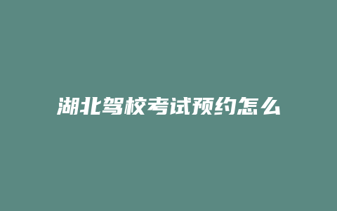 湖北驾校考试预约怎么排号