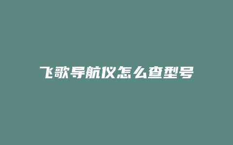 飞歌导航仪怎么查型号