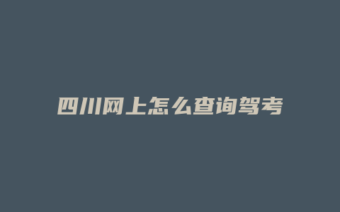 四川网上怎么查询驾考成绩查询