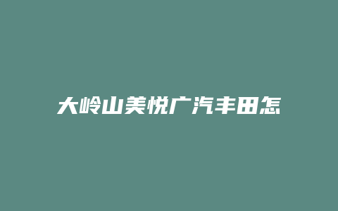 大岭山美悦广汽丰田怎么样