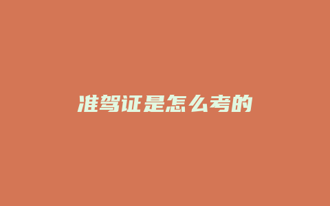 准驾证是怎么考的