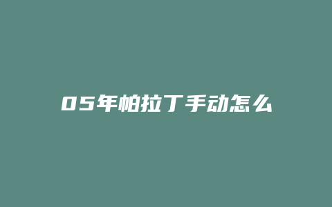 05年帕拉丁手动怎么样