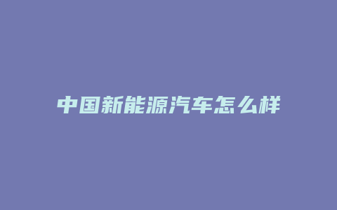 中国新能源汽车怎么样