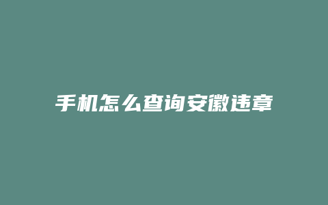 手机怎么查询安徽违章查询