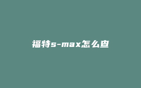 福特s-max怎么查油耗