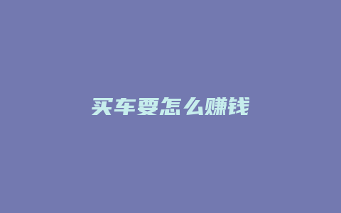 买车要怎么赚钱