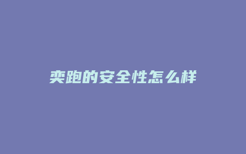 奕跑的安全性怎么样