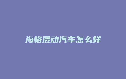 海格混动汽车怎么样