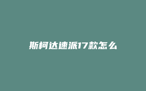 斯柯达速派17款怎么样